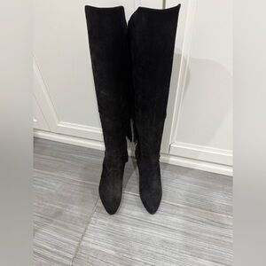 Christian Louboutin BOOT LIONNE 100 Suede Fringe Over Knee High Boots Heel $1300